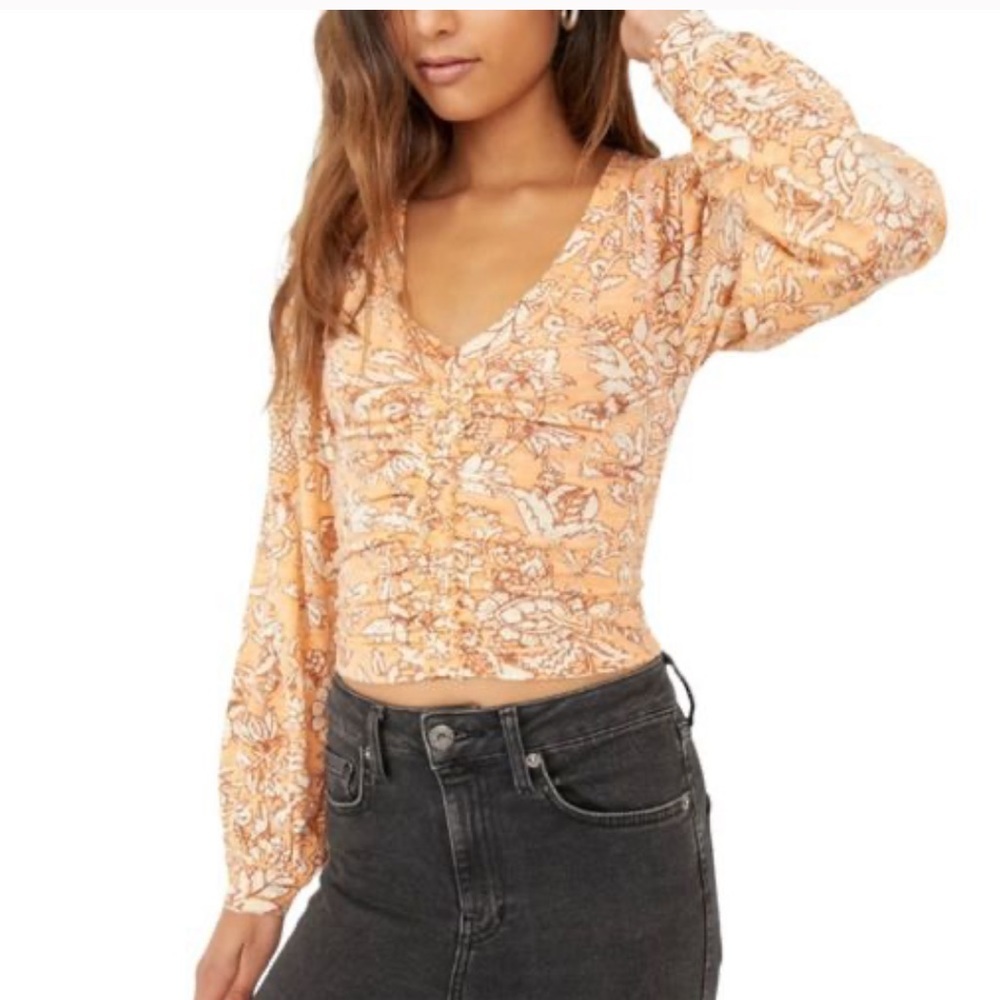 NWOT Free People Say The Word Top in Blood Orange Combo Size small